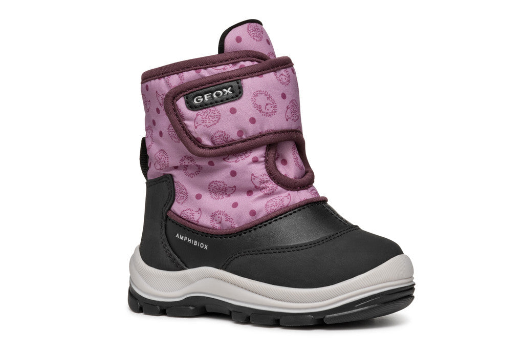Geox cizme fete de zapada imblanite si impermeabile Amphibiox 20-23 Black/Rose