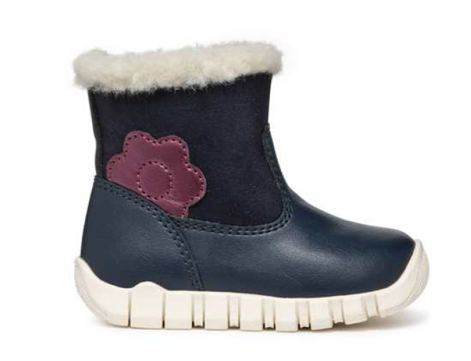 Geox cizme fete imblanite 18-26 Navy/Prune cu floare Imagine principală a produsului