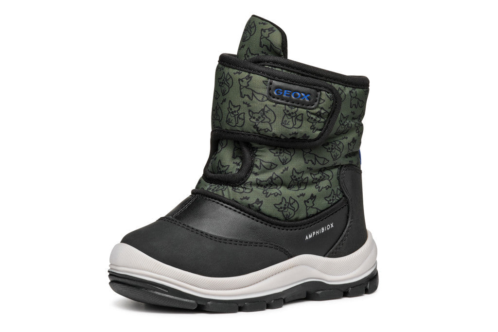 Geox ghete baieti captusite si impermeabile Amphibiox 20-23 Black/Forest
