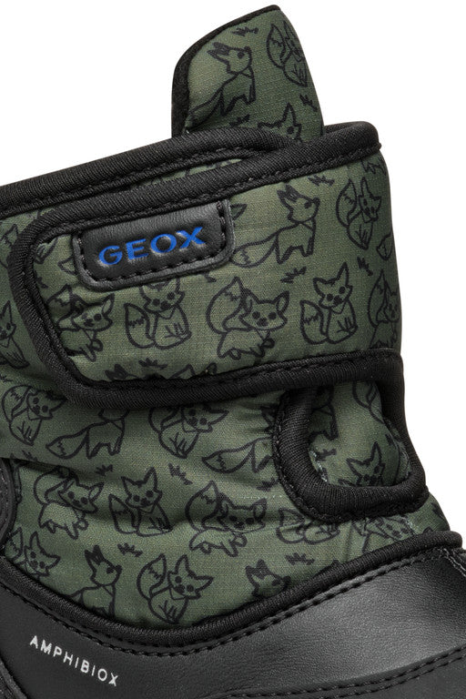 Geox ghete baieti captusite si impermeabile Amphibiox 20-23 Black/Forest