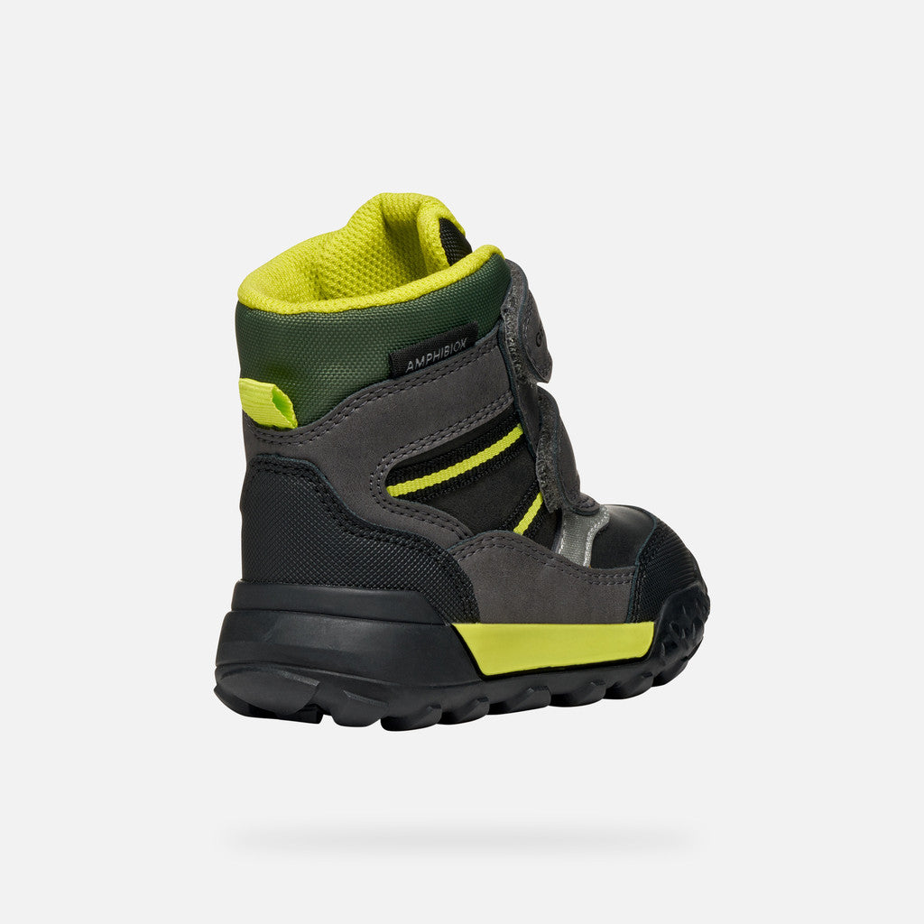 Geox ghete baieti captusite Trekkyup Amphibiox 24-27 Black/Fluo Green