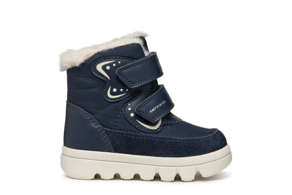 Geox ghete fete imblanite si impermeabile Amphibiox 24-27 Navy/Off White