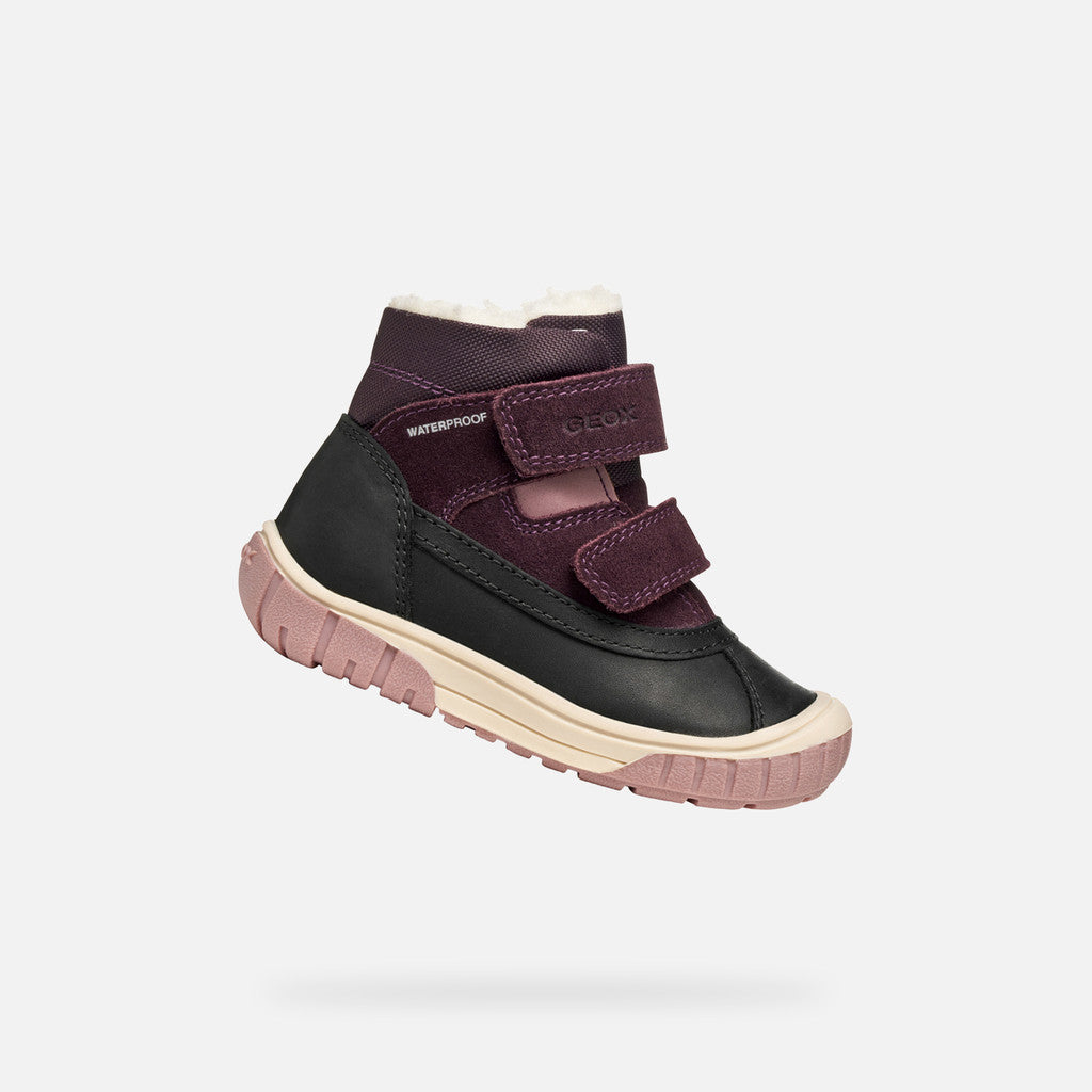 Geox ghete fete imblanite Omar Waterproof 20-23 Black/Dark Purple