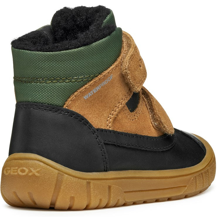 Geox pantofi baieti captusiti OMAR Waterproof 20-23 Black/Dark Beige