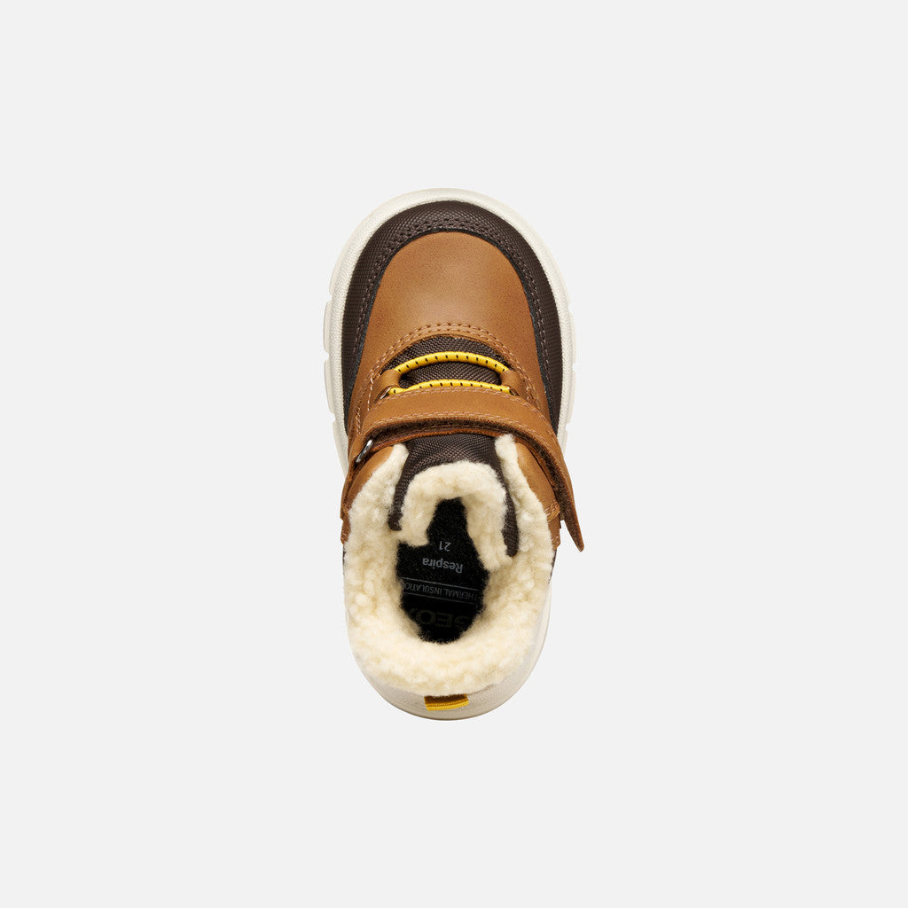 Geox pantofi baieti captusiti Willaboom Amphibiox 20-23 Tobacco/Dark Brown