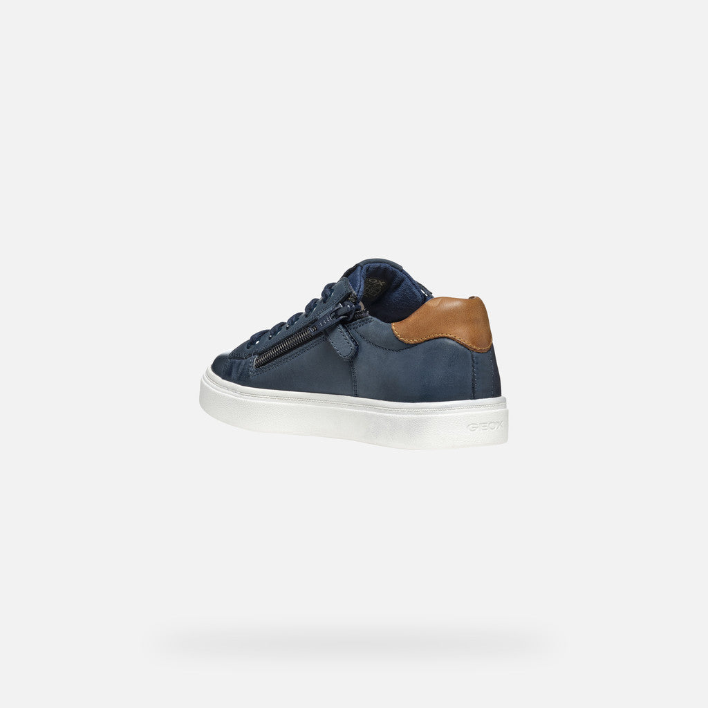 Geox pantofi baieti scoala cu siret si fermoar  28-35 Navy/Brown