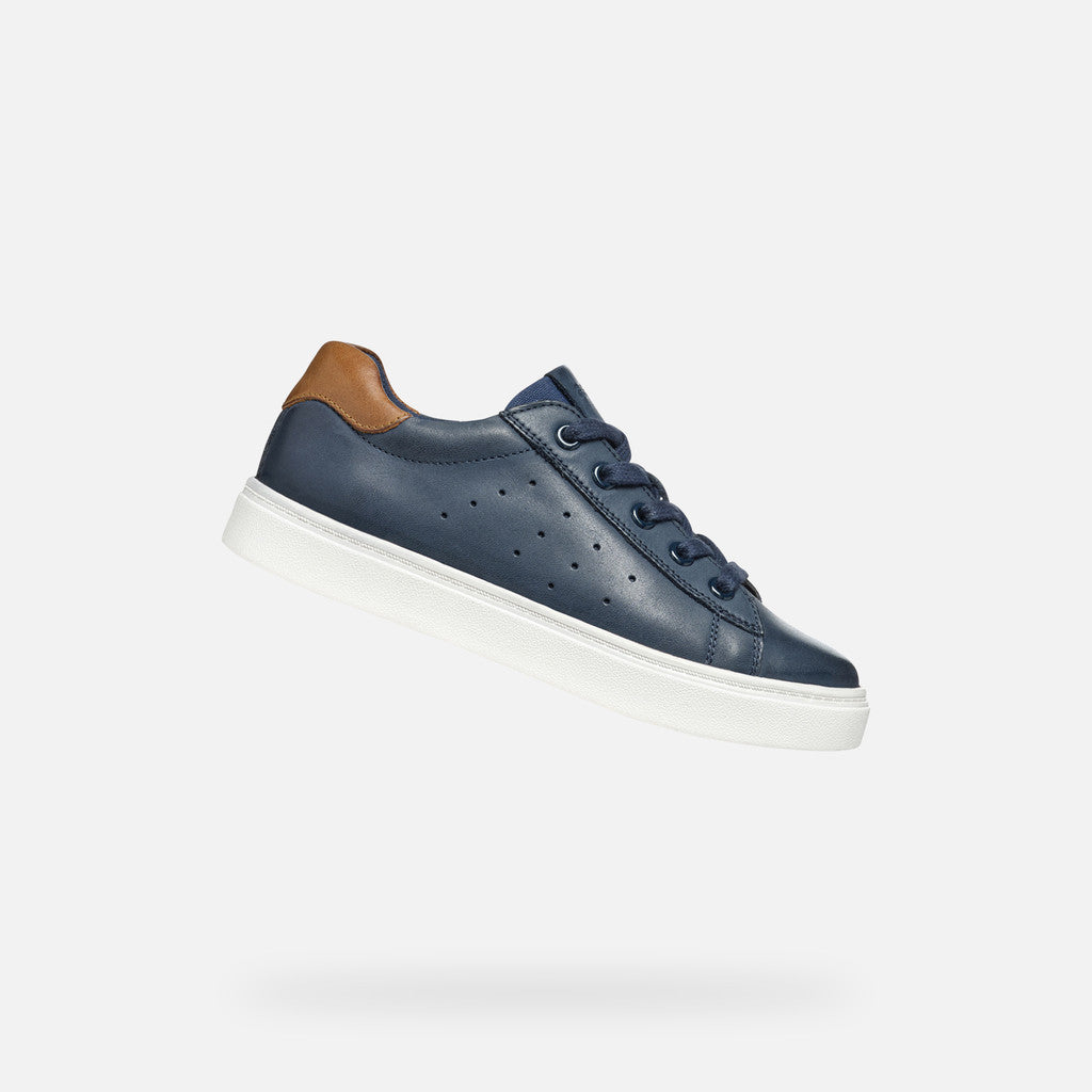 Geox pantofi baieti scoala cu siret si fermoar  28-35 Navy/Brown