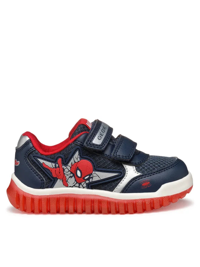 Geox pantofi baieti sport cu LED 20-27 Lightyloo Navy/Red Spiderman