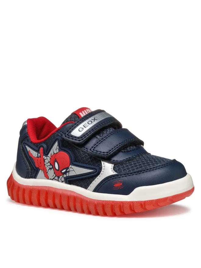 Geox pantofi baieti sport cu LED 20-27 Lightyloo Navy/Red Spiderman