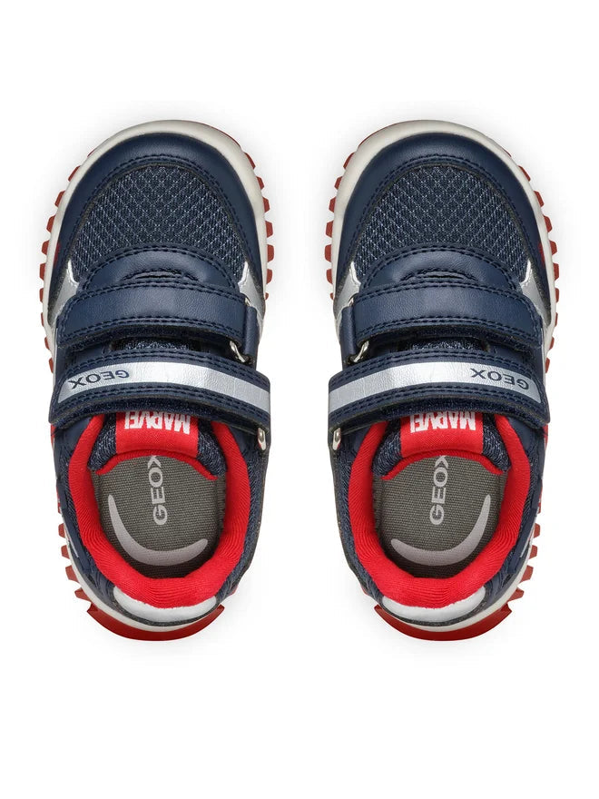 Geox pantofi baieti sport cu LED 20-27 Lightyloo Navy/Red Spiderman