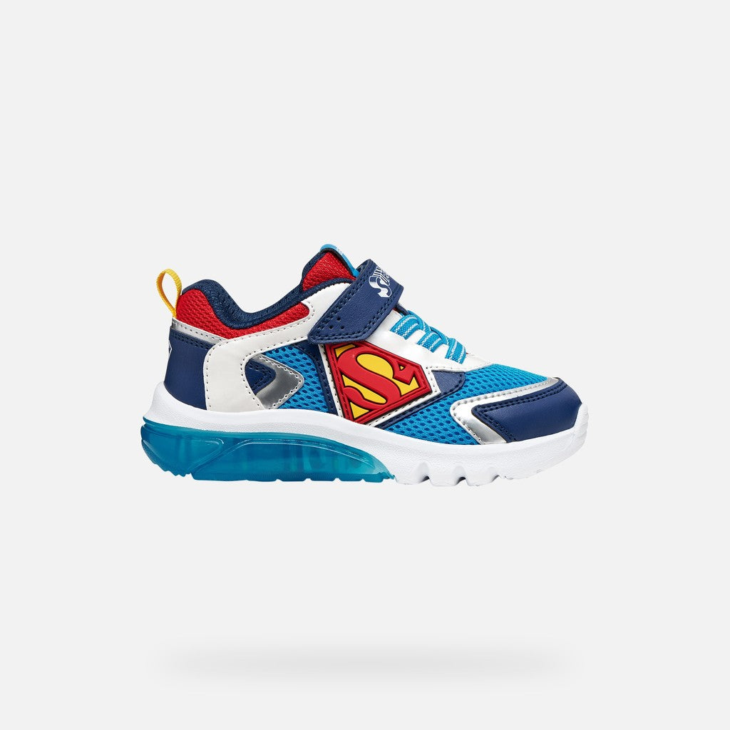 Geox pantofi baieti sport cu LED Ciberdron 26-34 Light blue/Red Superman Imagine secundară a produsului