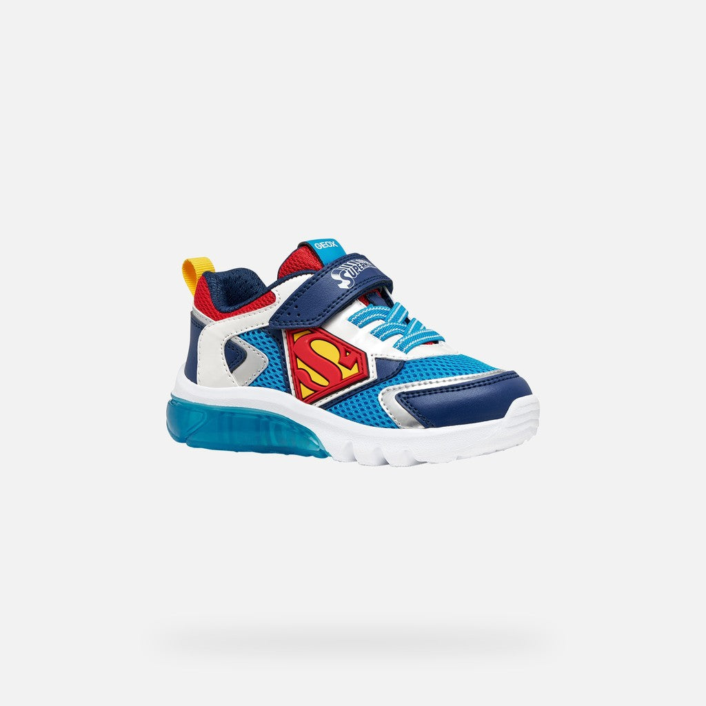 Geox pantofi baieti sport cu LED Ciberdron 26-34 Light blue/Red Superman