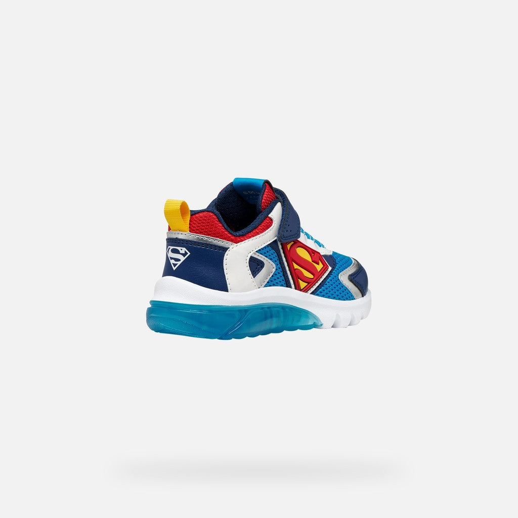 Geox pantofi baieti sport cu LED Ciberdron 26-34 Light blue/Red Superman