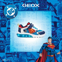 Geox pantofi baieti sport cu LED Ciberdron 26-34 Light blue/Red Superman