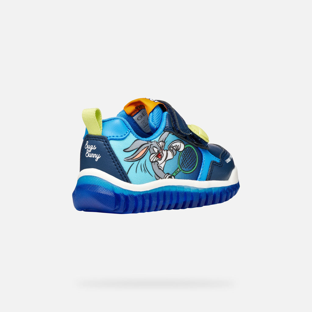 Geox pantofi baieti sport cu LED Lightyloo 21-27 Navy/Azure cu Bugs Bunny