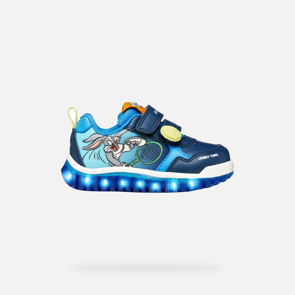 Geox pantofi baieti sport cu LED Lightyloo 21-27 Navy/Azure cu Bugs Bunny