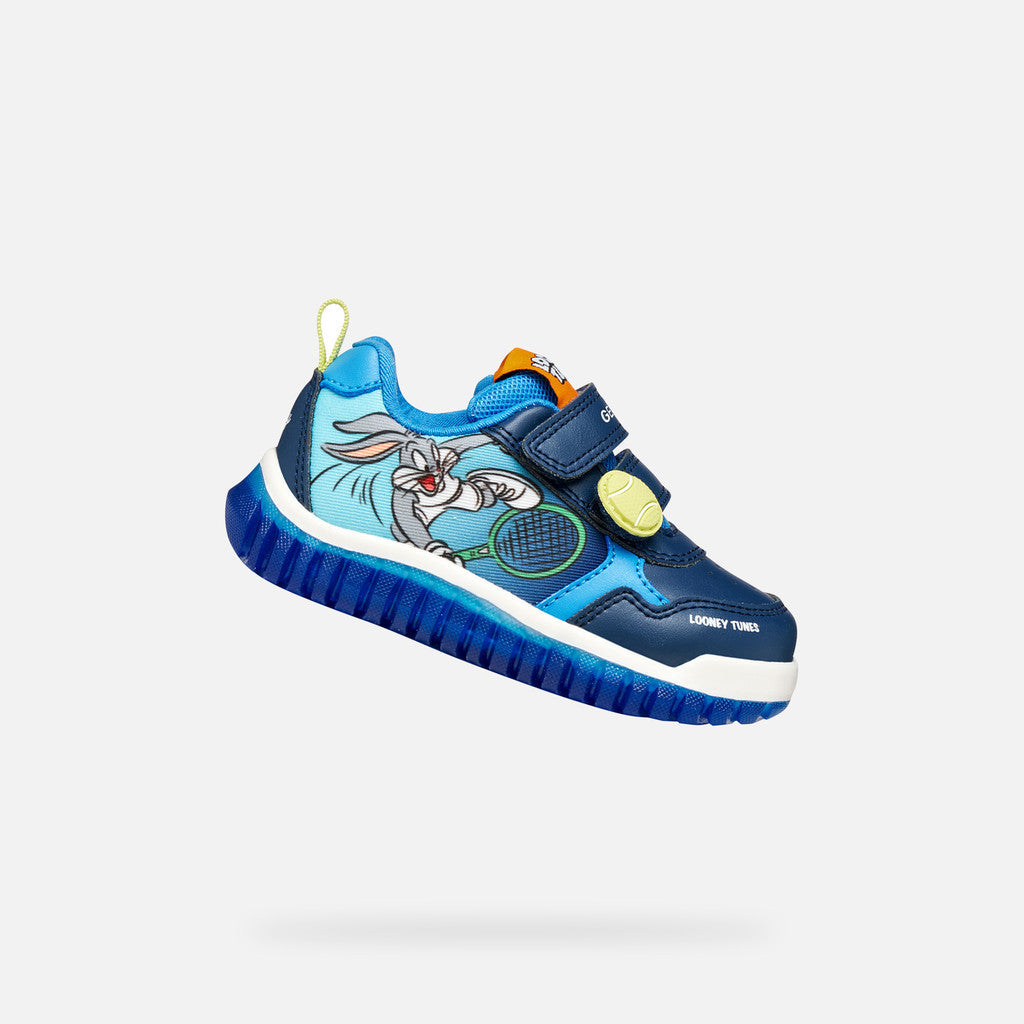 Geox pantofi baieti sport cu LED Lightyloo 21-27 Navy/Azure cu Bugs Bunny