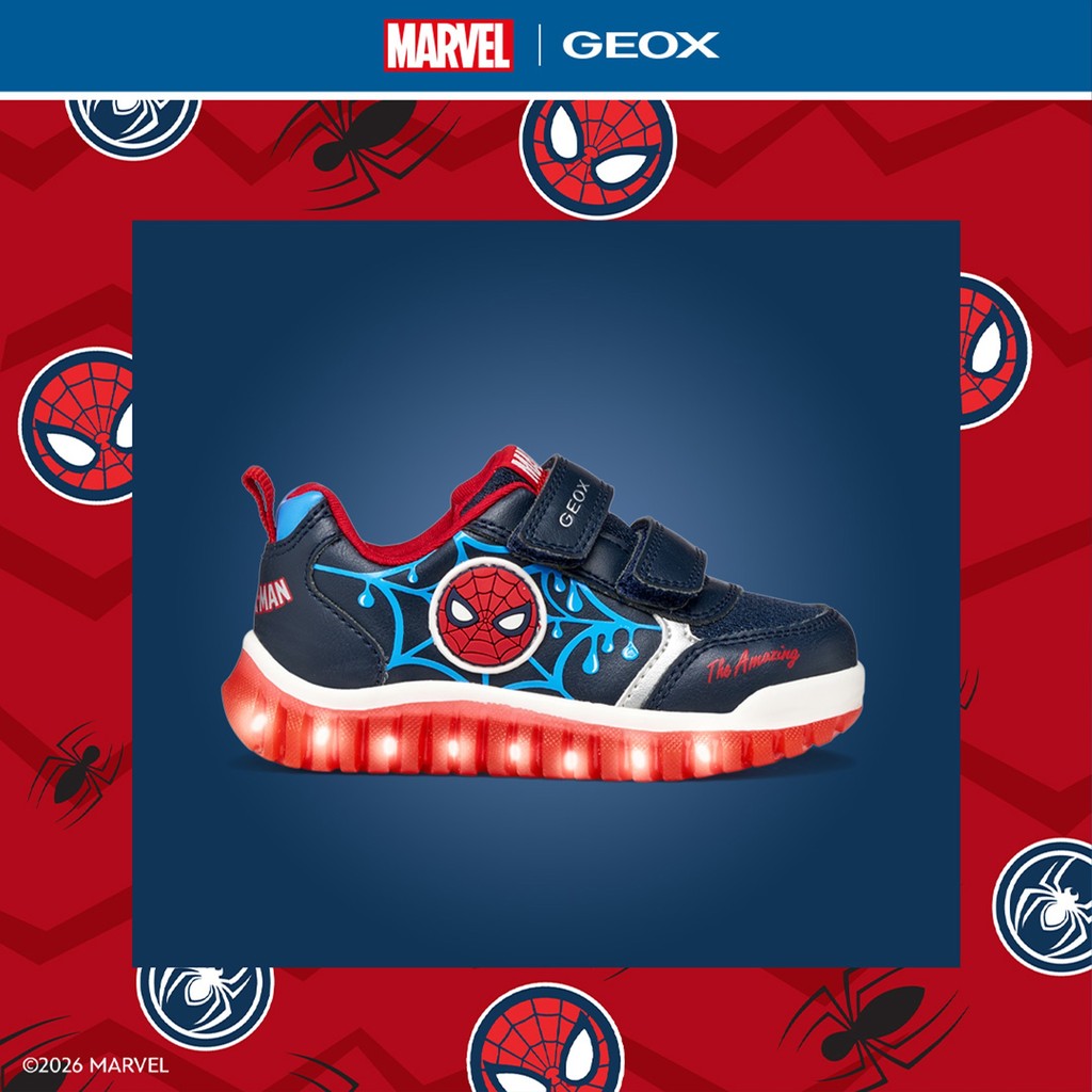 Geox fiú sportcipő LED Lightyloo 22-27 Navy/Azure, Pókember mintával