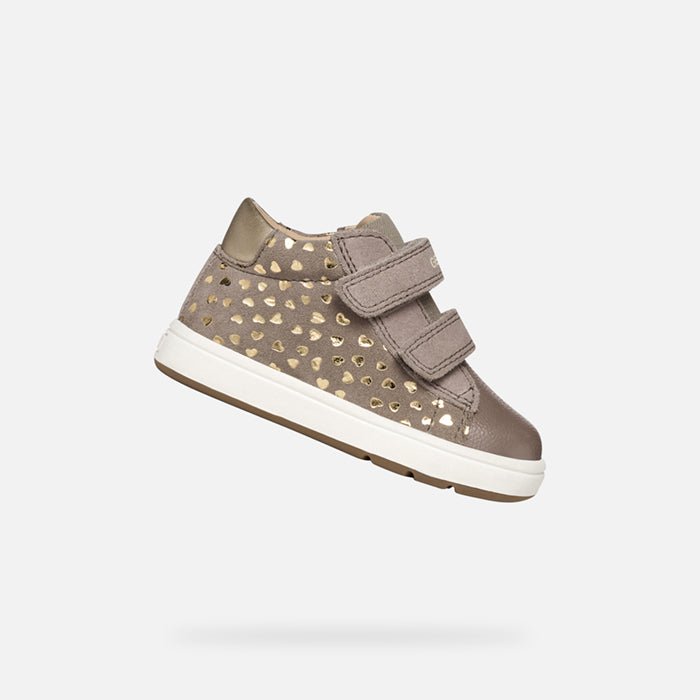 Geox pantofi fete Biglia 18-26 Dark Beige cu inimioare