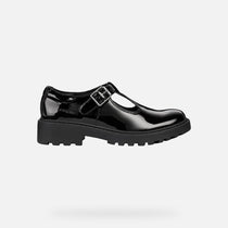 Geox pantofi fete classici pentru scoala Casey 28-34 Black lacuit