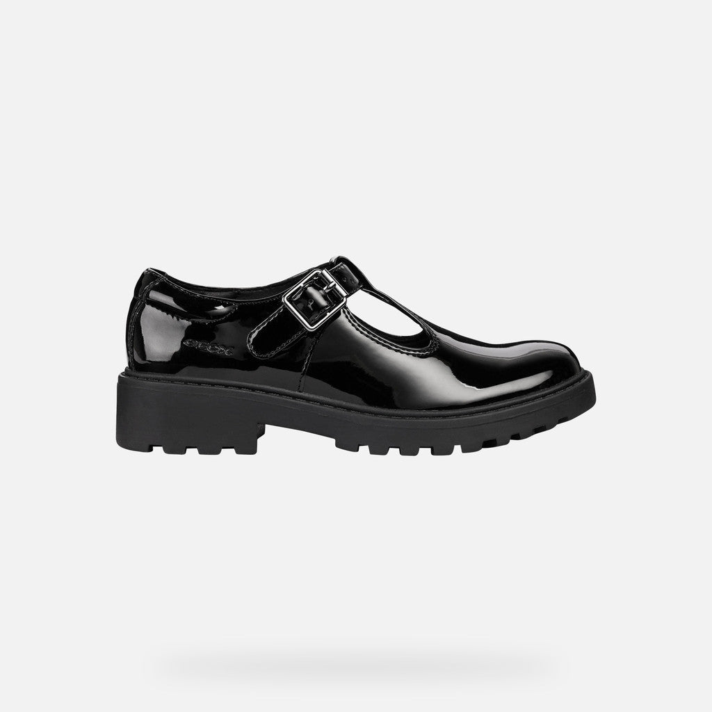 Geox pantofi fete classici pentru scoala Casey 28-34 Black lacuit