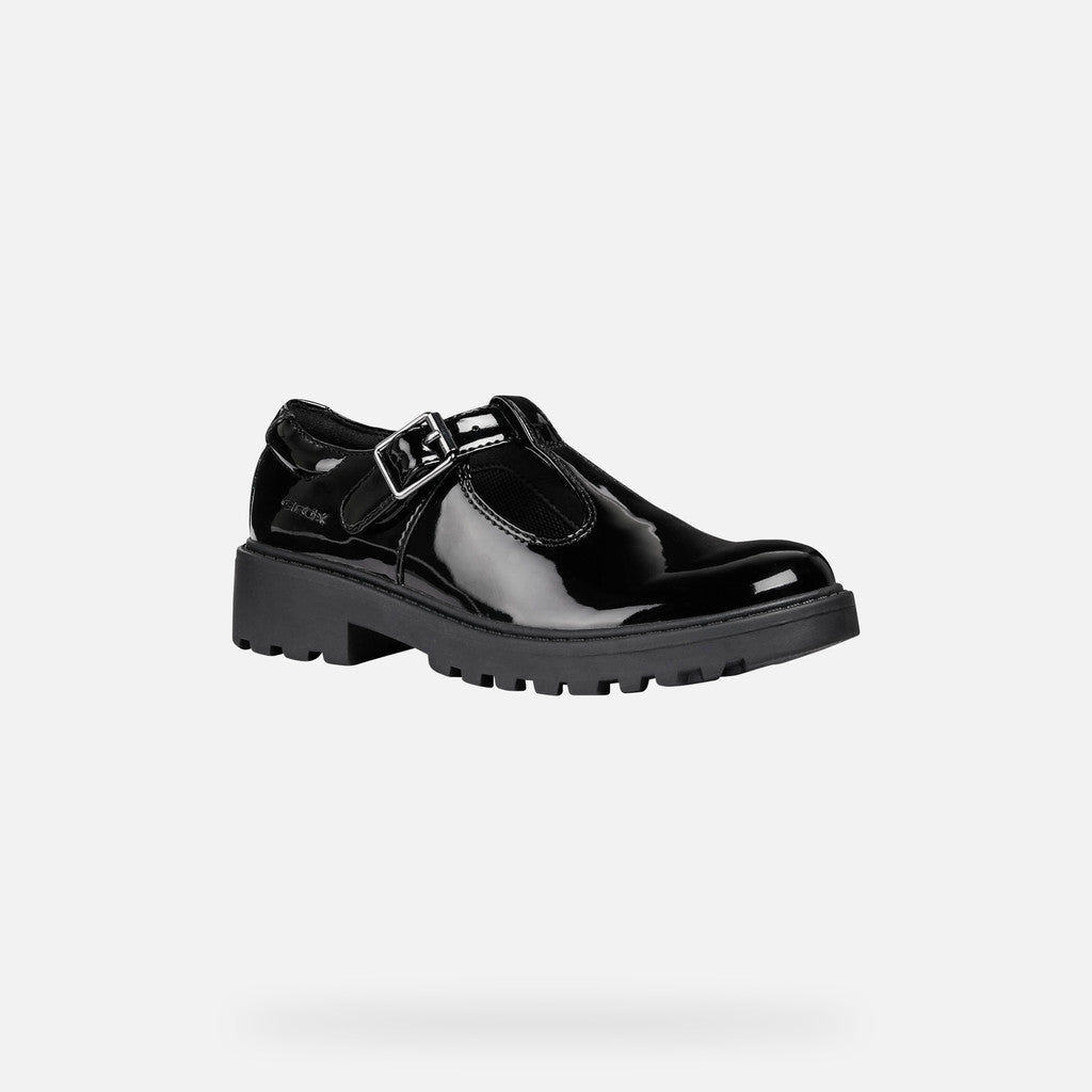 Geox pantofi fete classici pentru scoala Casey 28-34 Black lacuit Imagine principală a produsului
