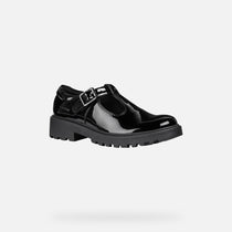 Geox pantofi fete classici pentru scoala Casey 28-34 Black lacuit