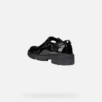 Geox pantofi fete classici pentru scoala Casey 28-34 Black lacuit