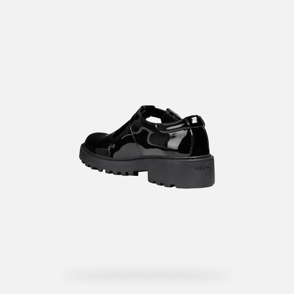 Geox pantofi fete classici pentru scoala Casey 28-34 Black lacuit