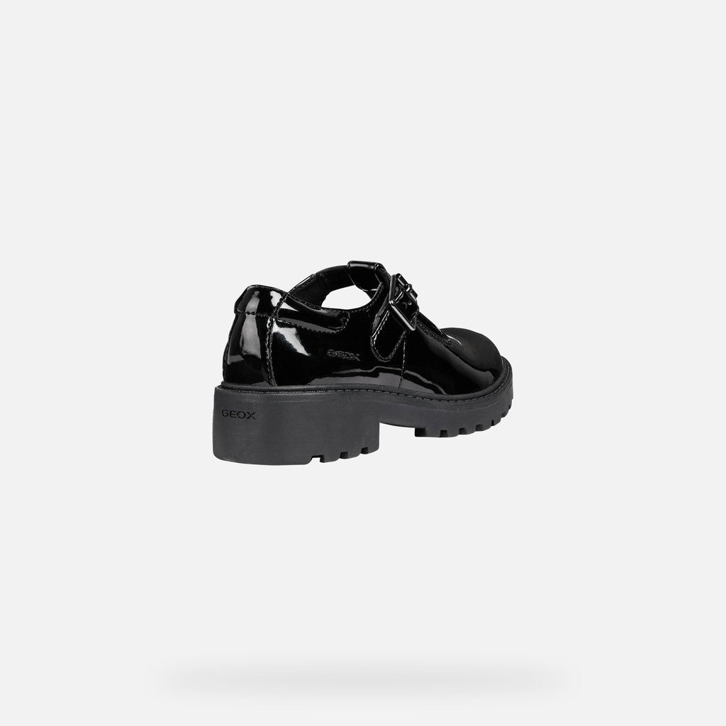 Geox pantofi fete classici pentru scoala Casey 28-34 Black lacuit