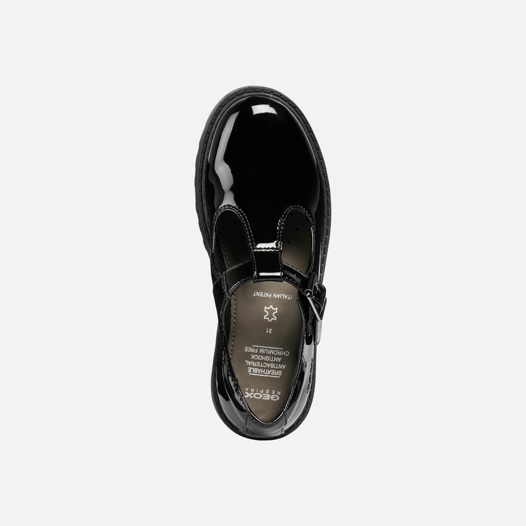 Geox pantofi fete classici pentru scoala Casey 28-34 Black lacuit