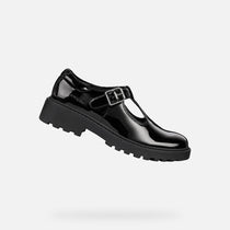 Geox pantofi fete classici pentru scoala Casey 28-34 Black lacuit