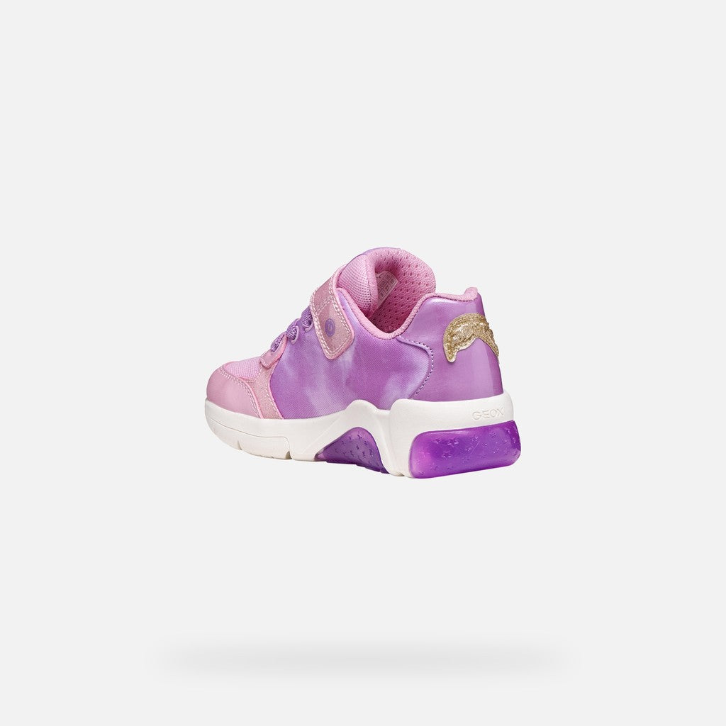 Geox pantofi fete cu LED Fadinlight 24-32  Pink/Dark Lilac Rapunzel