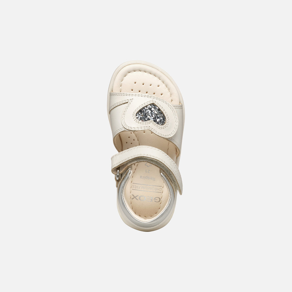 Geox pantofi fete cu scai 20-23 White-Light Silver