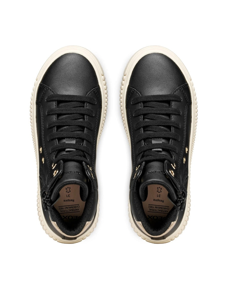Geox pantofi fete cu siret Laquinny 28-35 Black/Platinum