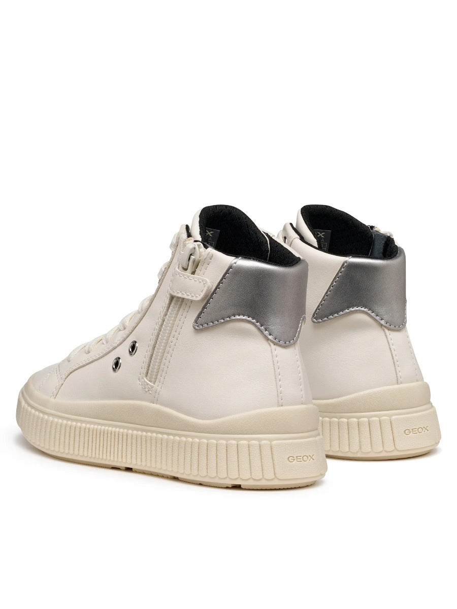 Geox pantofi fete cu siret Laquinny 28-35 Light Ivory/Silver