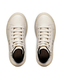 Geox pantofi fete cu siret Laquinny 28-35 Light Ivory/Silver