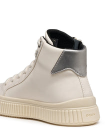 Geox pantofi fete cu siret Laquinny 28-35 Light Ivory/Silver