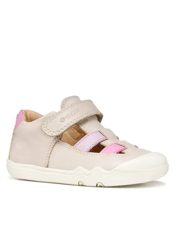 Geox pantofi fete decupati Barefoot Steppieup 20-27 Ivory/PiInk