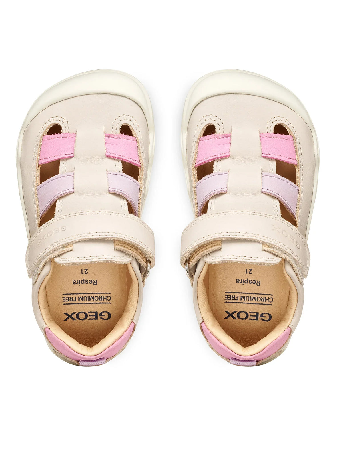 Geox pantofi fete decupati Barefoot Steppieup 20-27 Ivory/PiInk
