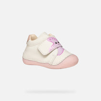 Geox pantofi fete First Steps Primii Pasi Tutim 18-21 White/Rose cu stea de mare