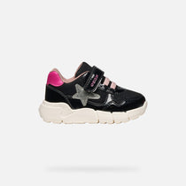 Geox pantofi fete Flexyper Mini 24-27 Black/Fuchsia cu stea