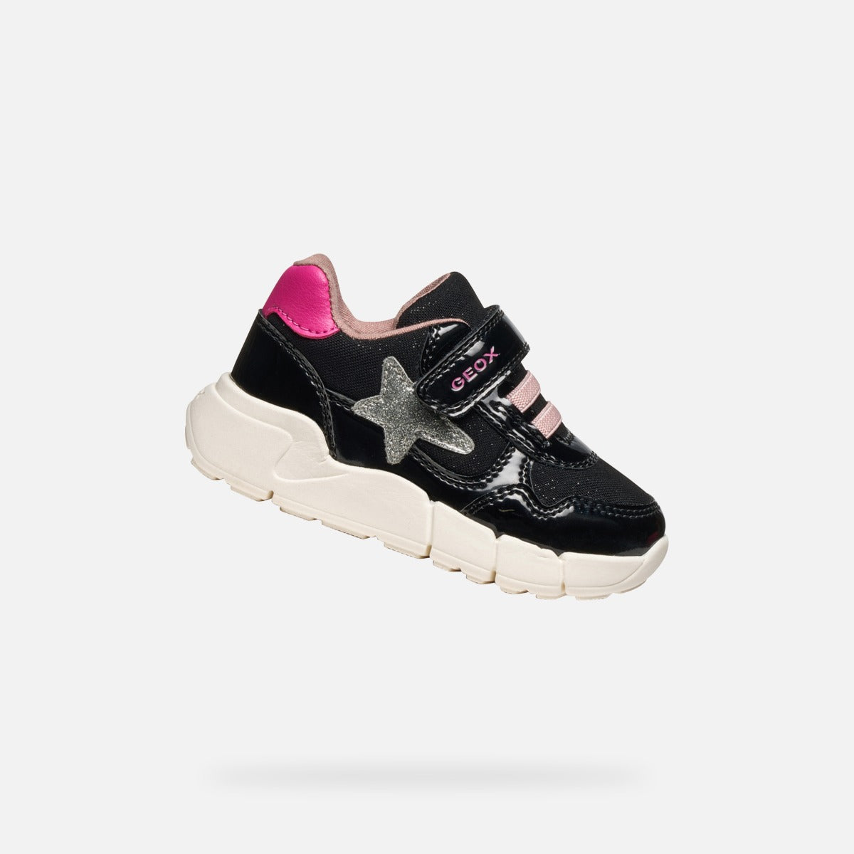 Geox pantofi fete Flexyper Mini 24-27 Black/Fuchsia cu stea
