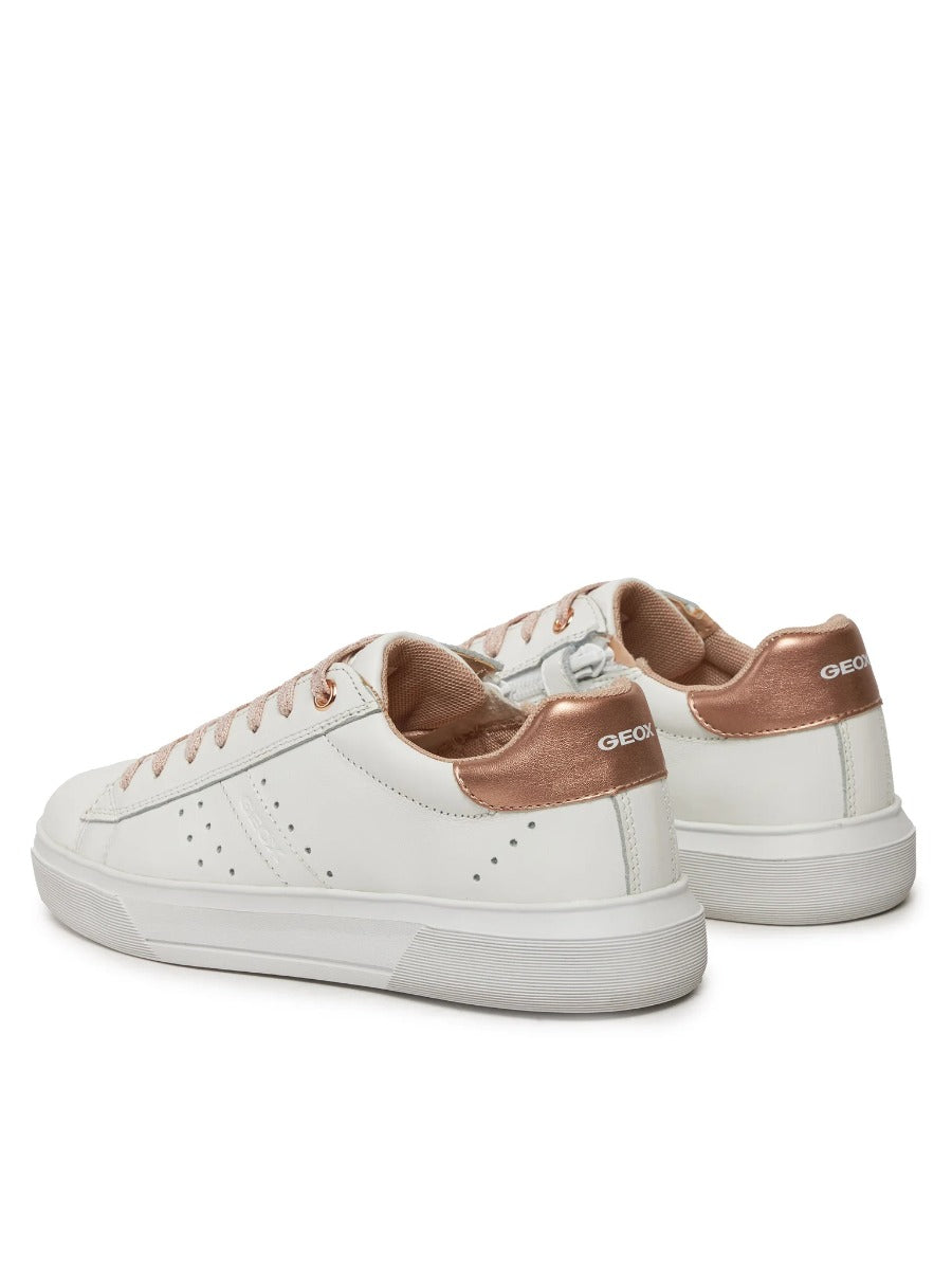 Geox pantofi fete sport cu fermoar si siret 28-35 Nettuno White/Light Rose