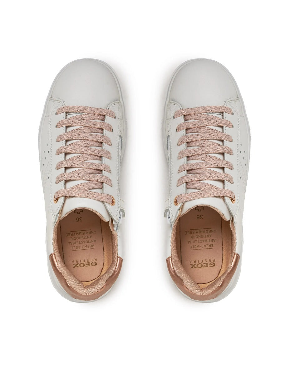 Geox pantofi fete sport cu fermoar si siret 28-35 Nettuno White/Light Rose