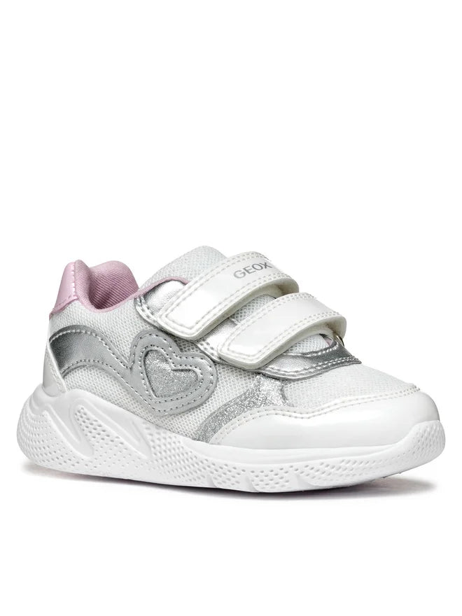 Geox pantofi fete sport Spintye 24-27 White/Silver cu inimioara Imagine principală a produsului