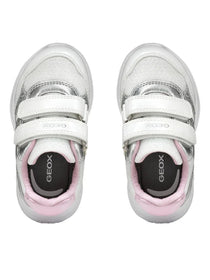 Geox pantofi fete sport Spintye 24-27 White/Silver cu inimioara