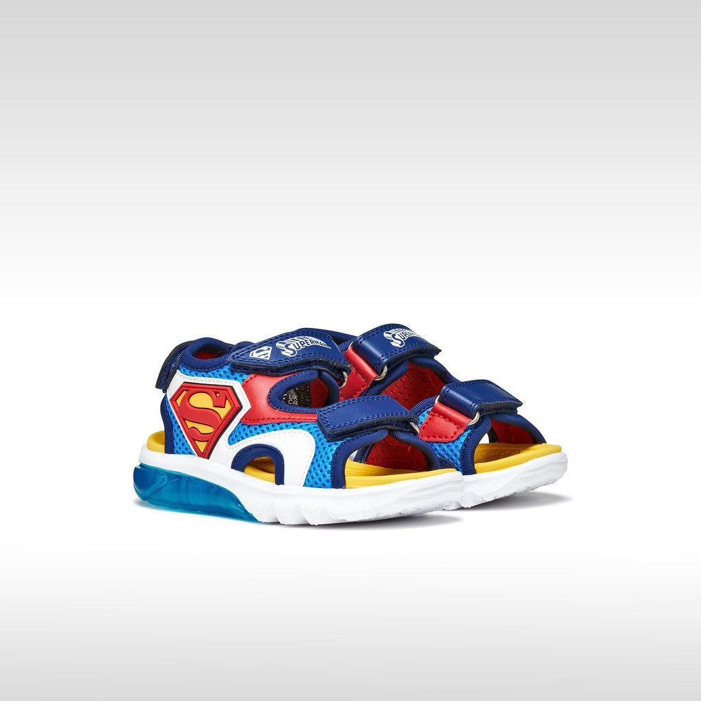 Geox sandale baieti cu LED Ciberdron 26-34 Superman Light blue/Red