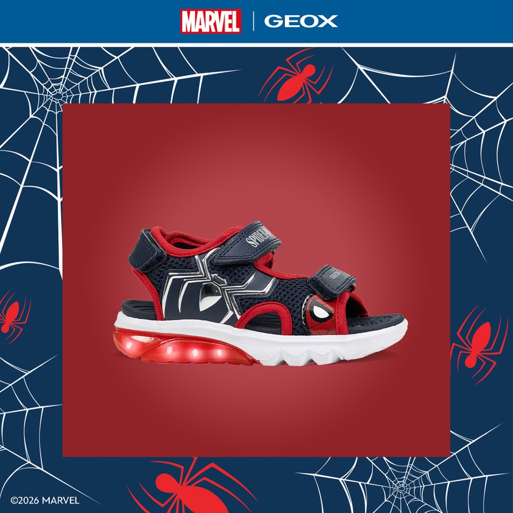 Geox sandale baieti cu LED Ciberdron 26-34 Spider-Man Navy/Red