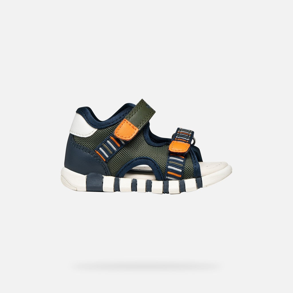 Geox sandale baieti Iupidoo Baby cu varf deschis 18-26 Dark green/Orange